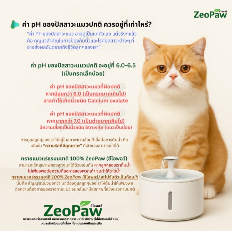 ค่า pH ปัสสาวะแมว ZeoPaw